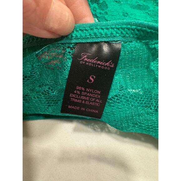 NEW Frederick's Of Hollywood Margarita Floral Lace Halter Teddy Size S Green NWT - Picture 3 of 9
